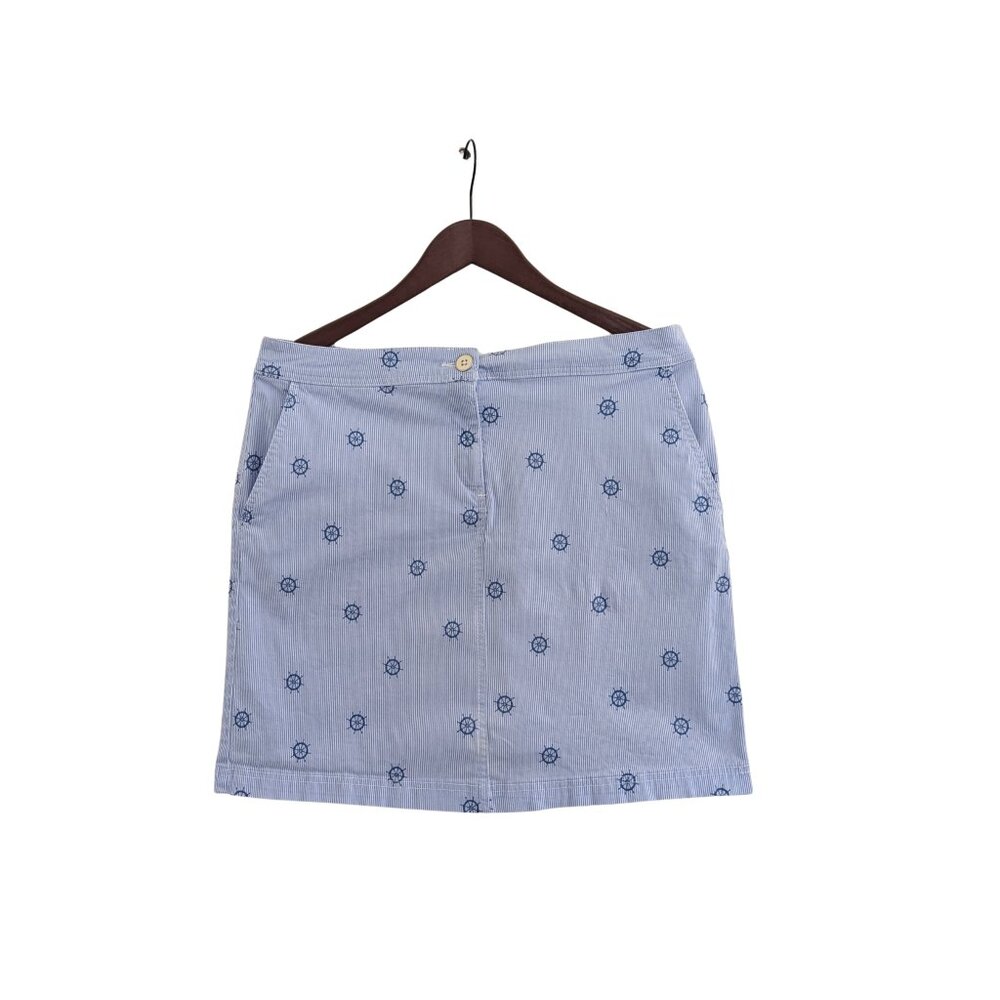 Karen Scott Nautical Ship Wheel Skort Size 8 Blue White Cotton Stretch - Picture 2 of 6